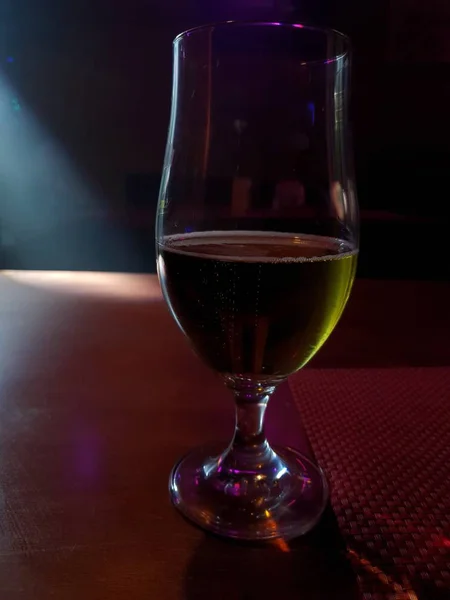 Glass Beer Restaurant Different Disco Lights Dancing Floor Party Bar — Stock Photo, Image