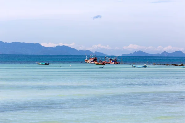 Régi Hajót Egy Kötelet Csendes Tenger Samui Island Thaiföld Parkolt — Stock Fotó