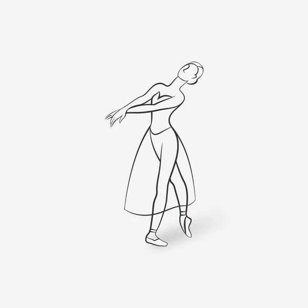 Bosquejo postura ballet. símbolo de estudio de baile — Vector de stock