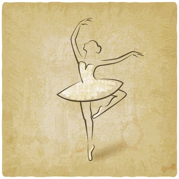 Croquis posture de ballet. danse studio symbole vintage fond — Image vectorielle