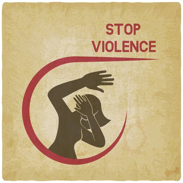 Affiche stop violence contre les femmes fond vintage — Image vectorielle