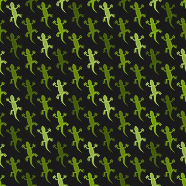 yeşil kertenkele siyah arka plan seamless modeli