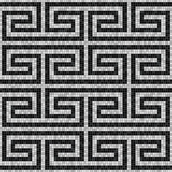 Geometrico modello mosaico bianco e nero senza soluzione di continuità in stile romano antico — Vettoriale Stock