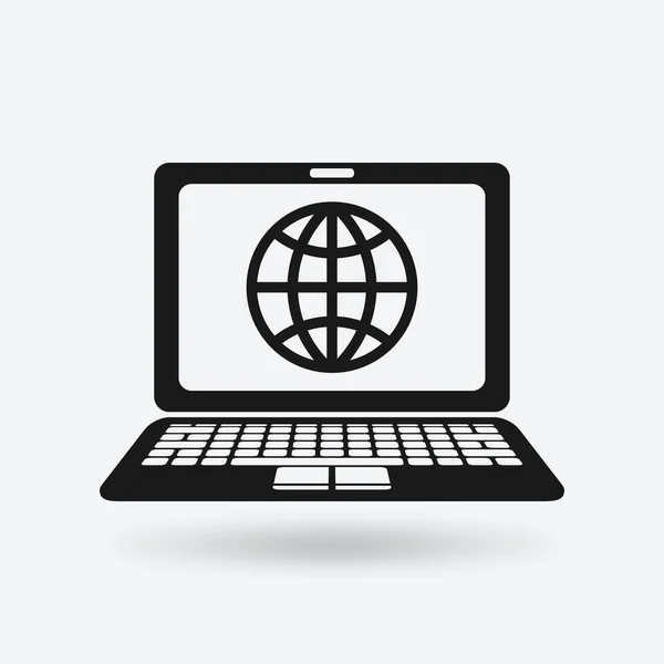 Globe on screen of laptop symbol — Stock Vector
