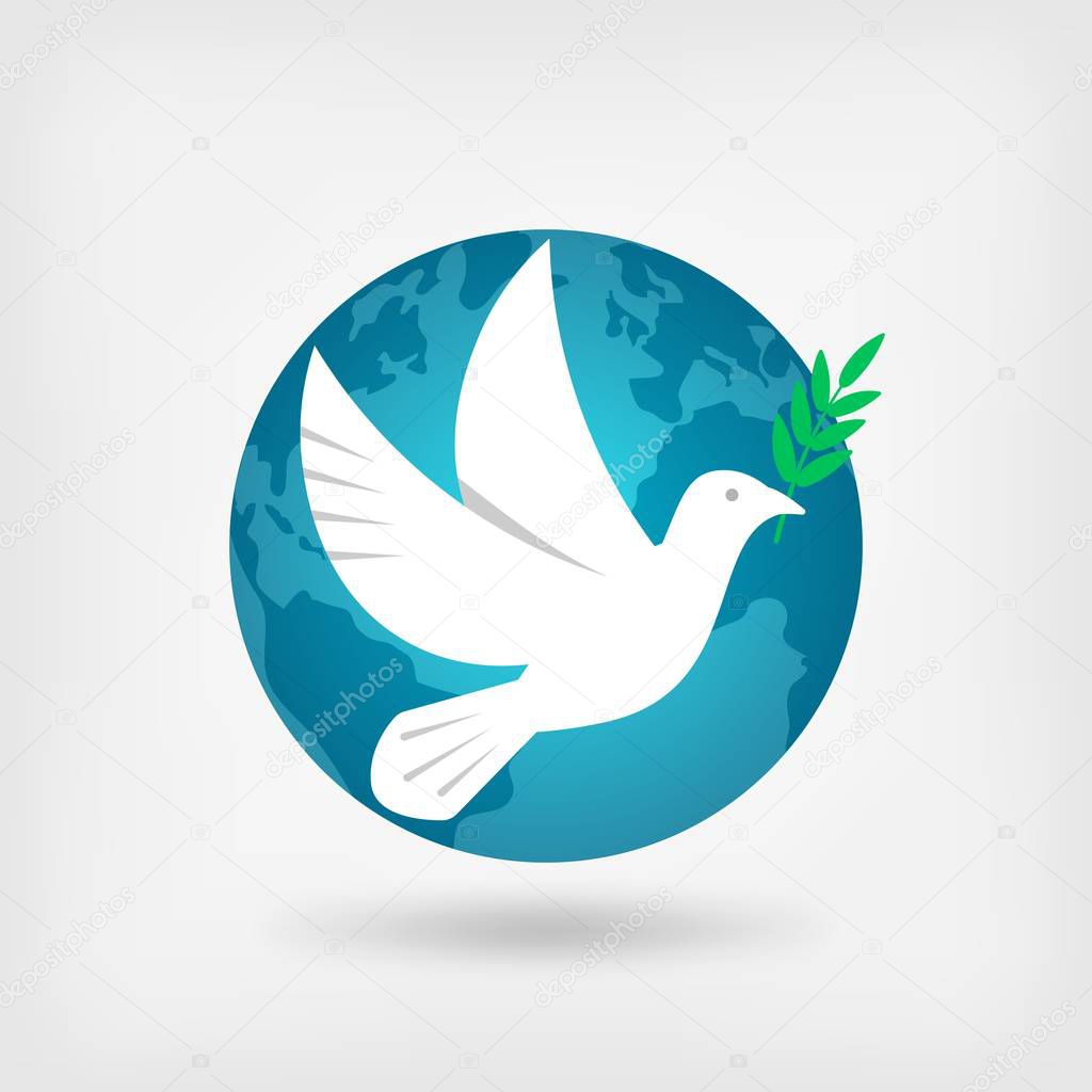 Dove with olive branch and globe. vector illustration - eps 10