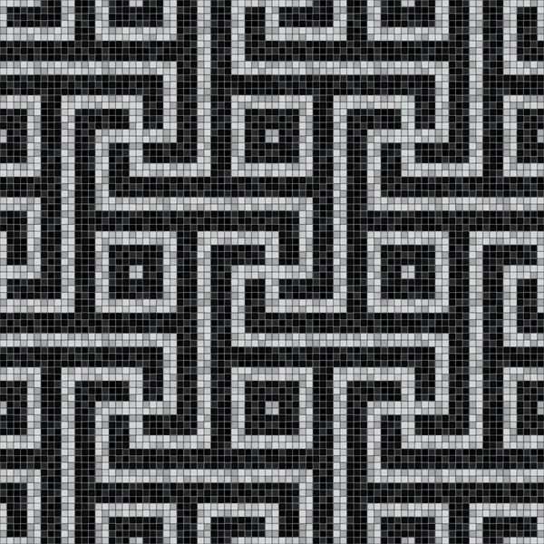 Geometrico modello mosaico bianco e nero senza soluzione di continuità in stile romano antico — Vettoriale Stock