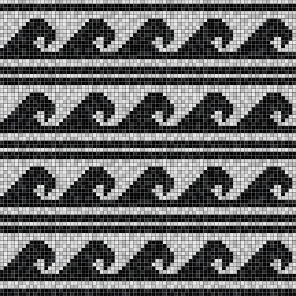 Olas estilizadas mosaico patrón sin costuras en estilo romano antiguo — Vector de stock
