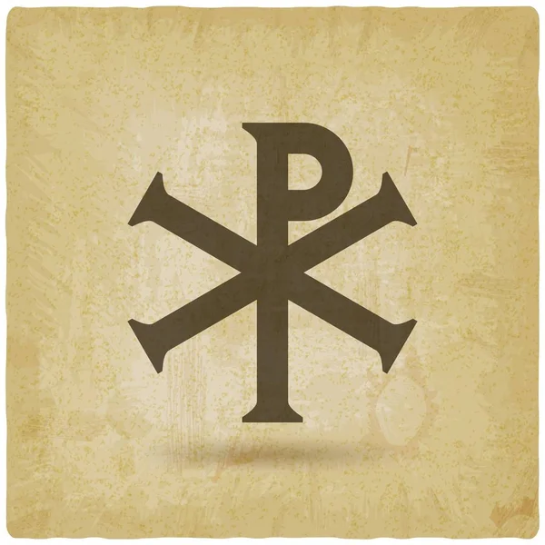 Chi Rho christelijke symbool vintage achtergrond — Stockvector