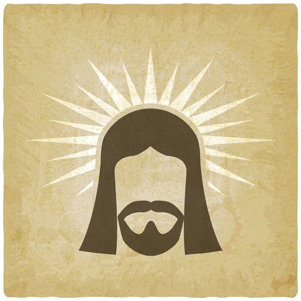 ヴィンテージ背景のイエス ・ キリストの顔 — ストックベクタ