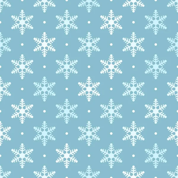 Vit och blå snöflingor sömlösa mönster — Stock vektor
