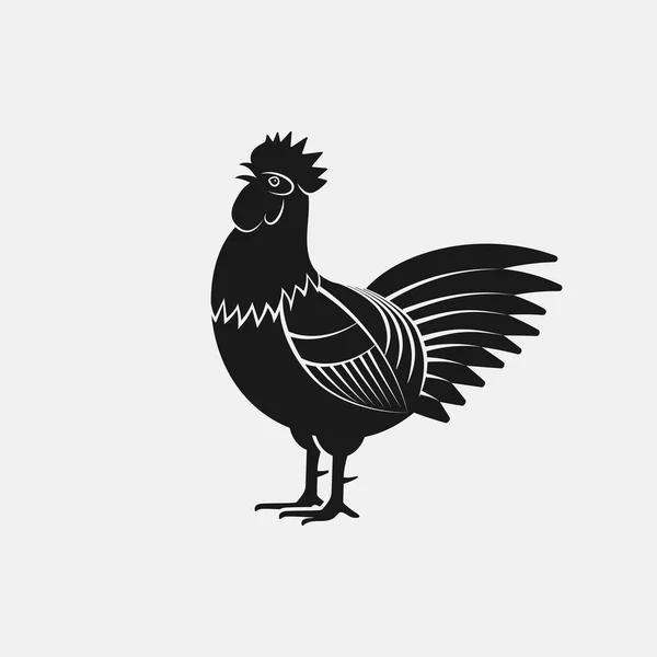 Kraaiende haan silhouet. Boerderij dierlijke pictogram — Stockvector