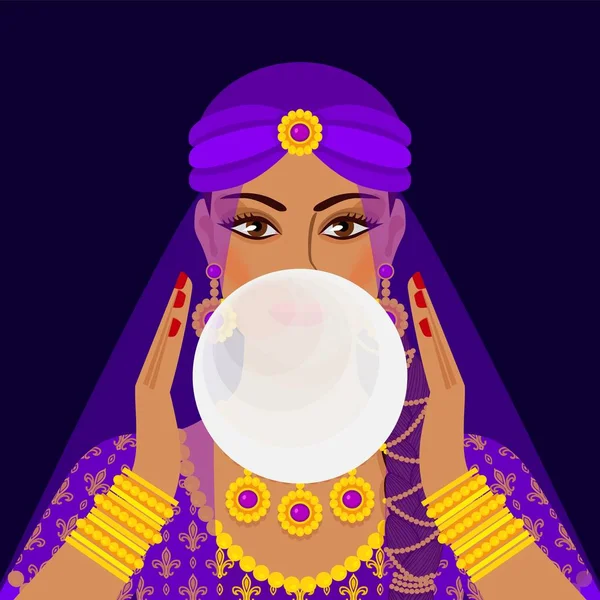 Fortune teller with crystal ball — Stock Vector