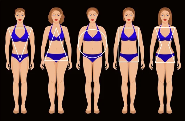 Cinco tipos de figuras femininas Gráficos Vetores