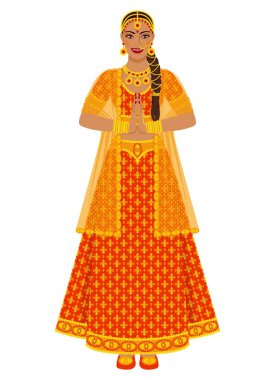Hint gelini kırmızı lehenga gelinlik