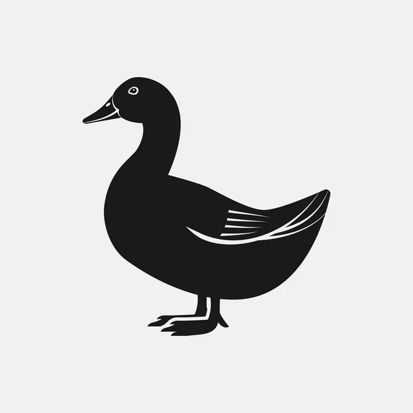 Silueta negra ganso. Icono animal de granja — Archivo Imágenes Vectoriales