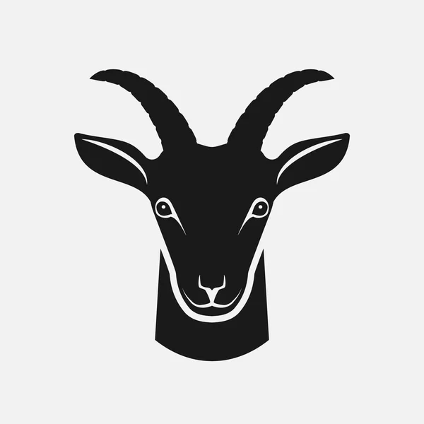 Cabeza de cabra silueta negra. Icono animal de granja — Vector de stock