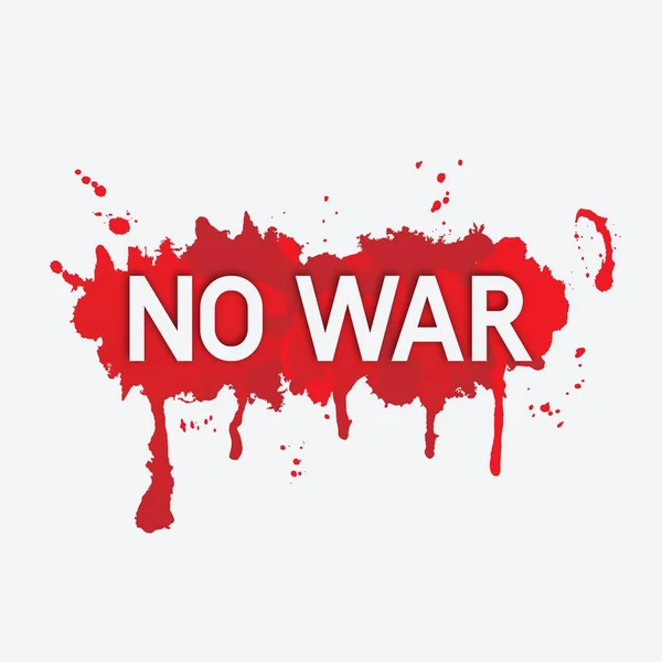 Надпись no war on red blood stain — стоковый вектор