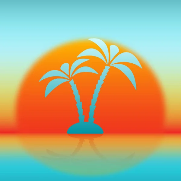 Силуэт пальмы против восходящего солнца — стоковый вектор