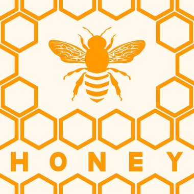 Petek arka planda bal arısı silueti