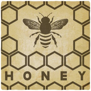 Petek vintage arka plan üzerinde bal arısı