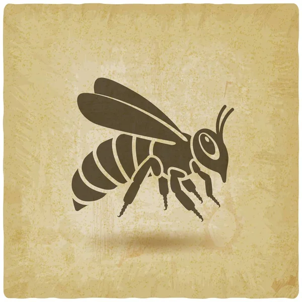 Silueta de abeja sobre fondo vintage — Vector de stock