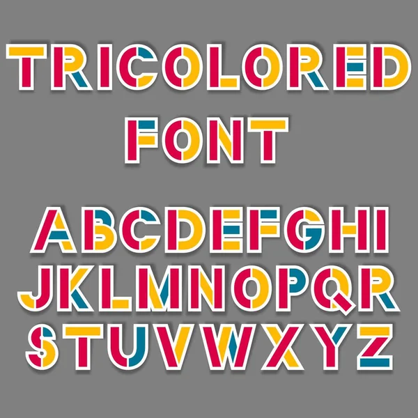 Simple tricolored sticker font — Stock Vector