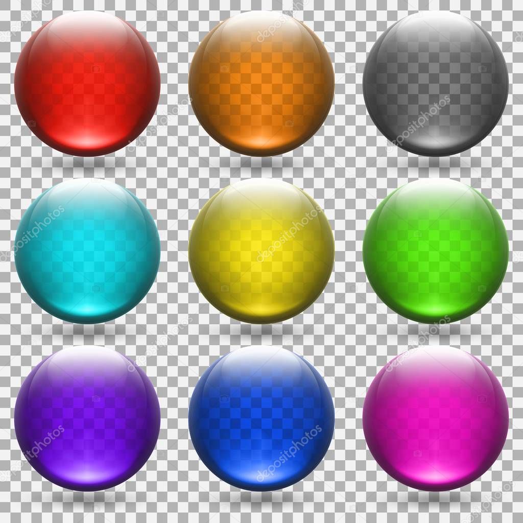 colored transparent glass balls set