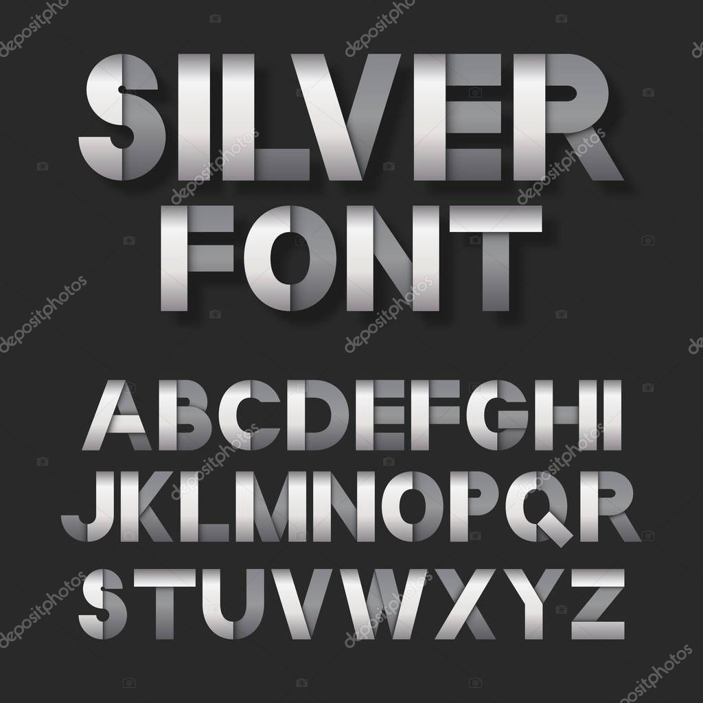 Silver metallic font set. vector illustration - eps 10
