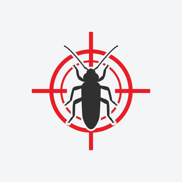 Oude huis Borer pictogram rode doel. Insect pest controleteken — Stockvector