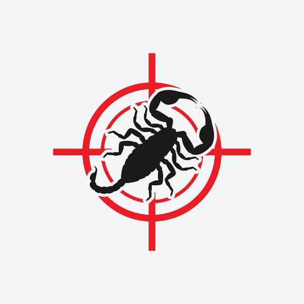 Scorpion icon red target. Insect pest control sign — Stock Vector