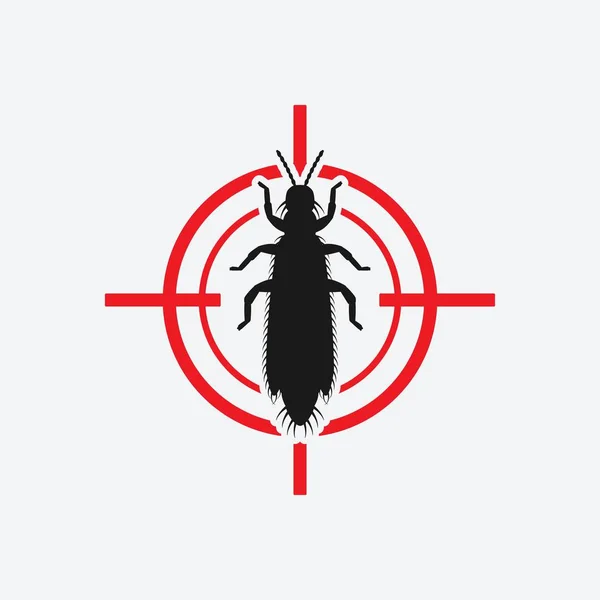 Thrips icône cible rouge. Panneau antiparasitaire des insectes — Image vectorielle
