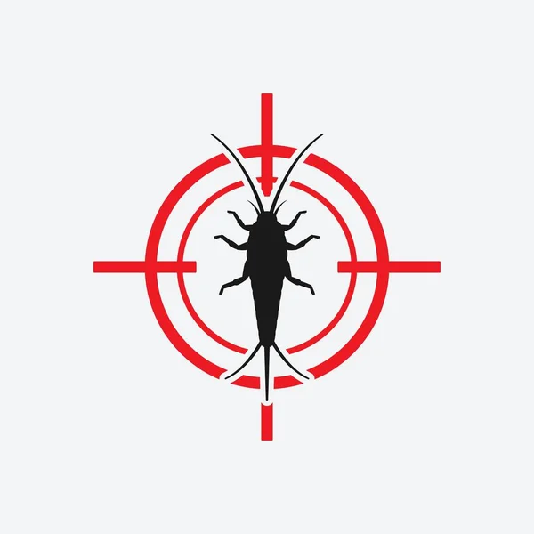 Silverfish icon red target. Insect pest control sign — Stock Vector