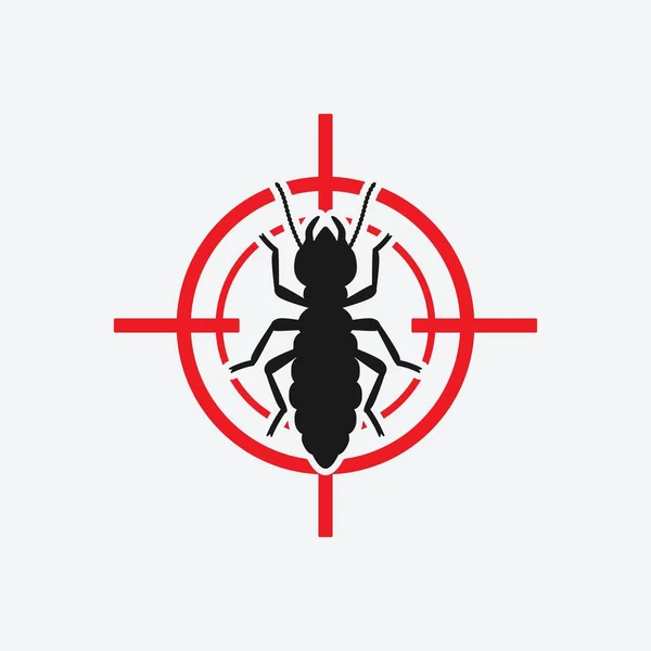 Termite icon red target. Insect pest control sign — Stock Vector