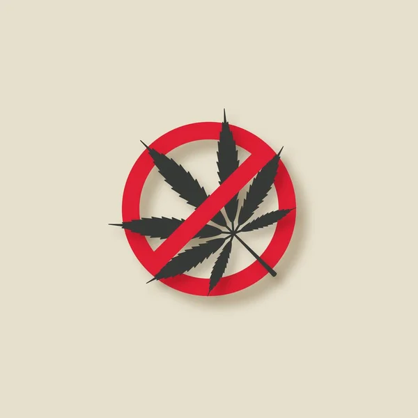 Cannabis marijuana tanda berhenti daun - Stok Vektor