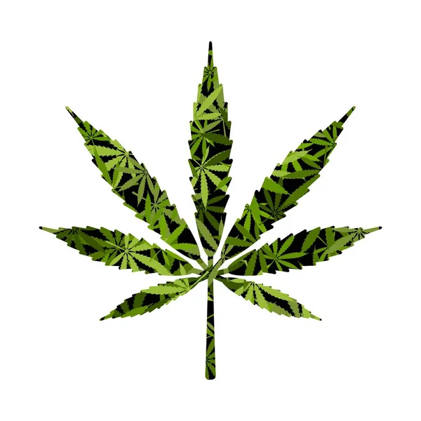 Potong latar belakang ganja siluet Cannabis - Stok Vektor