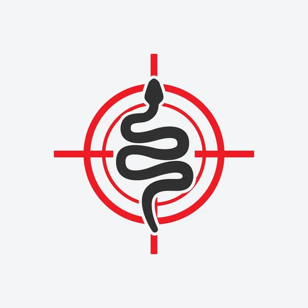 Silueta de serpiente. Animal plaga icono blanco rojo — Vector de stock