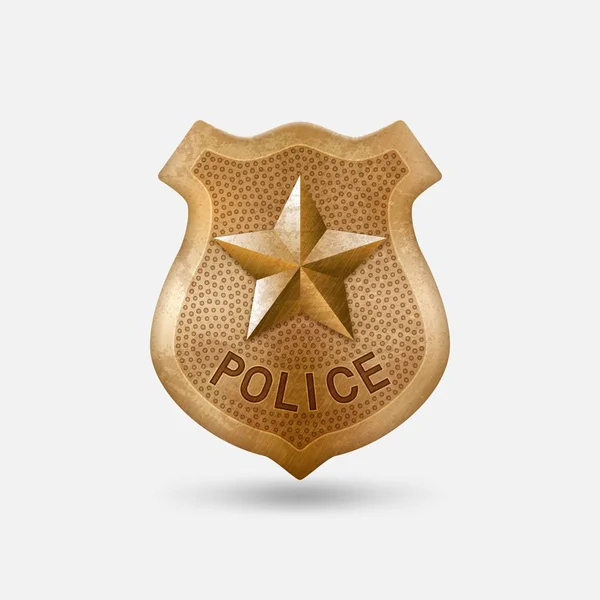 Vintage χάλκινο σήμα της αστυνομίας με το αστέρι Διανυσματικά Γραφικά