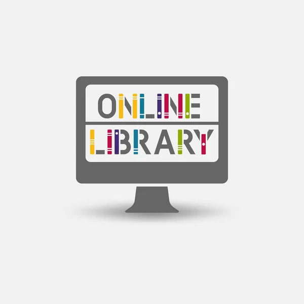Simbolul online de design al bibliotecii electronice — Vector de stoc