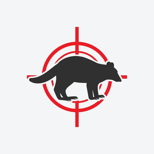 Raccoon silhouette. Animal pest icon red target — Stock Vector