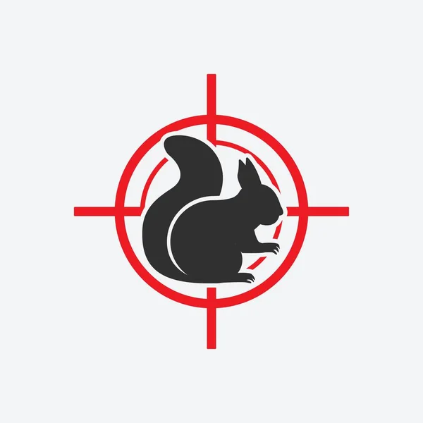 Silueta de ardilla. Animal plaga icono blanco rojo — Vector de stock