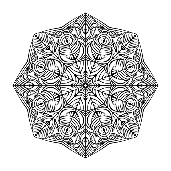 Mandala circular floral preto sobre fundo branco. Livro para colorir para adultos Vetores De Bancos De Imagens Sem Royalties