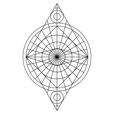 Siyah ruhani mistik çizgi sembolü. Vektör illüstrasyonu