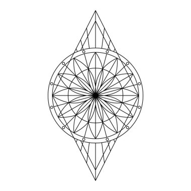 Siyah geometrik sembol çiçek desenini biçimlendirdi. Vektör illüstrasyonu