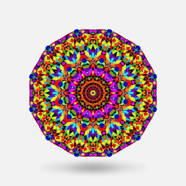 Parlak renkli dairesel kaleydoskop deseni