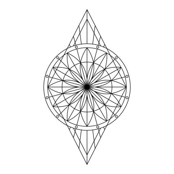Símbolo Geométrico Preto Estilizado Padrão Floral Ilustração Vetorial — Vetor de Stock