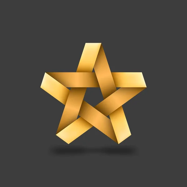 Estrela metálica dourada sobre fundo escuro — Vetor de Stock