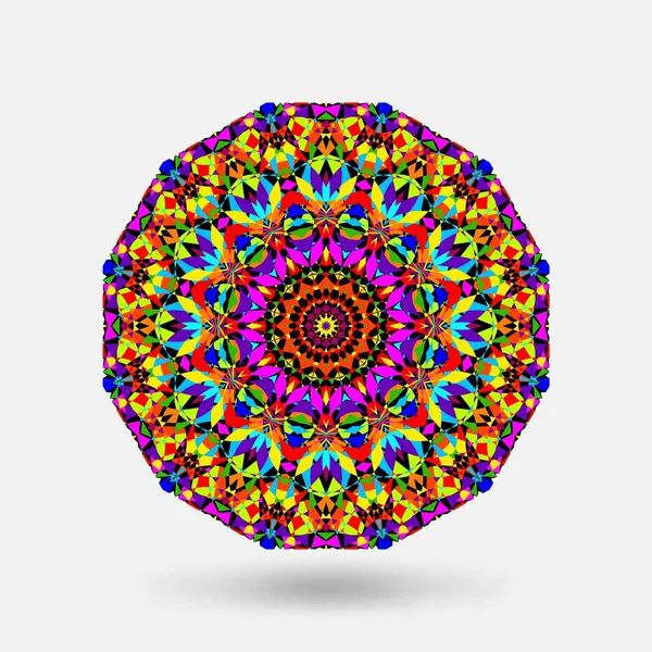 Modèle de kaléidoscope circulaire couleur vive — Image vectorielle