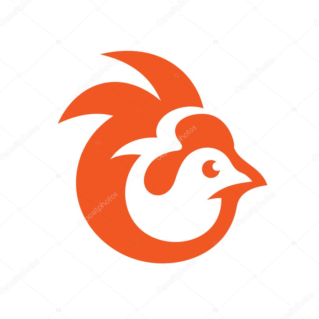 Rooster abstract symbol isolated on white background