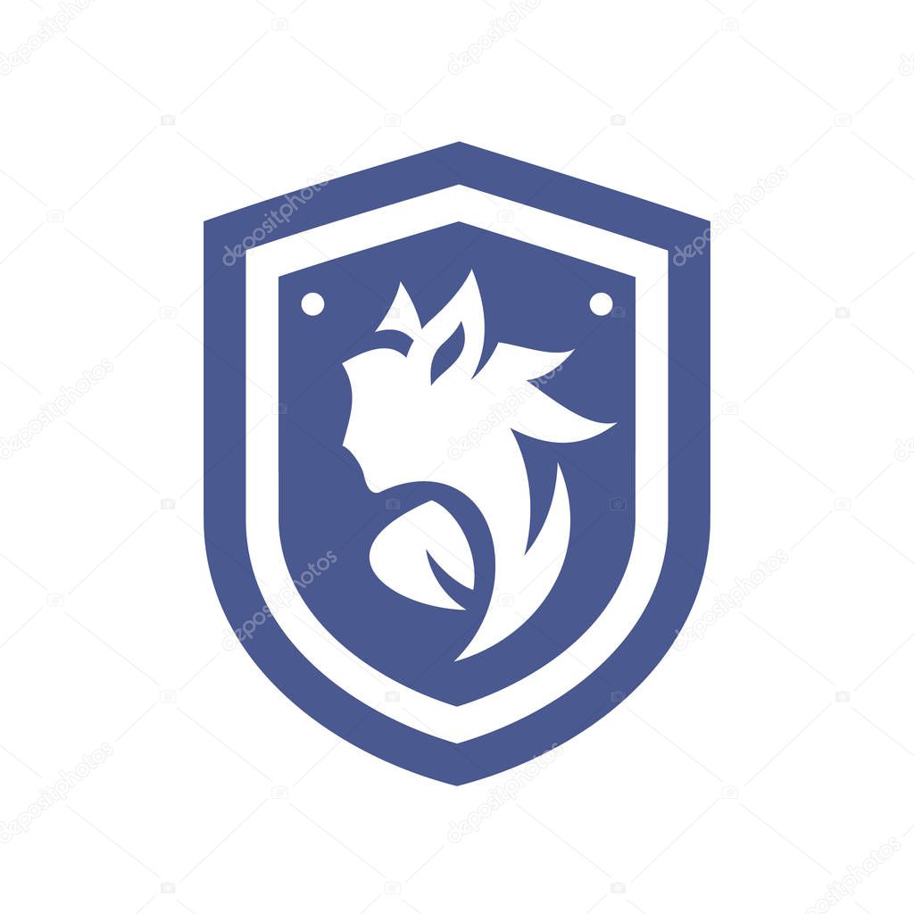Sprite silhouette and shield isolated on a white background