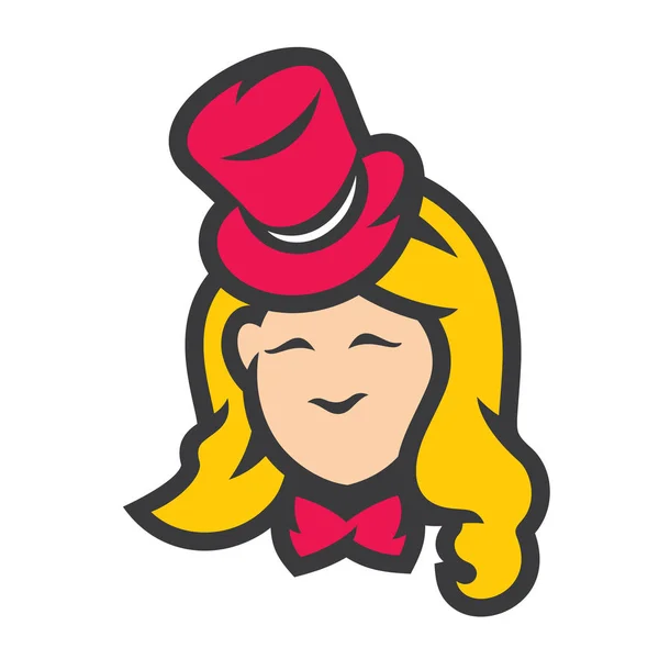 Femme rétro en chapeau vintage signe — Image vectorielle